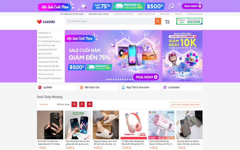 Website thương mại điện tử lazada